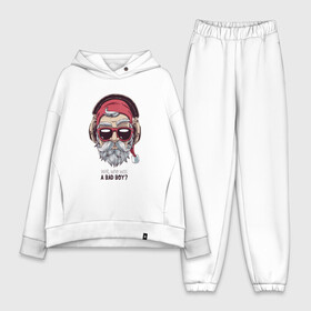 Женский костюм хлопок Oversize с принтом Who was a bad boy в городе Новоалтайск,  |  | bad | beard | boy | christmas | hipster | new year | santa | борода | дед мороз | новый год | рождество | санта | хипстер