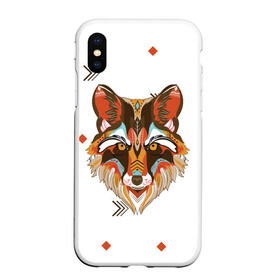 Чехол для iPhone XS Max матовый с принтом Этнический лис в городе Новоалтайск, Силикон | Область печати: задняя сторона чехла, без боковых панелей | Тематика изображения на принте: дикая | дикий | лес | лис | лиса | луна | ночь | собака | тьма