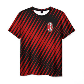 Мужская футболка 3D с принтом AC MILAN в городе Новоалтайск, 100% полиэфир | прямой крой, круглый вырез горловины, длина до линии бедер | ac milan | fc | fc milan | football | milan | soccer | белый | клуб | красный | милан | спорт | спортивные | фк | футбол | цвет.логотип | черный | эмблема