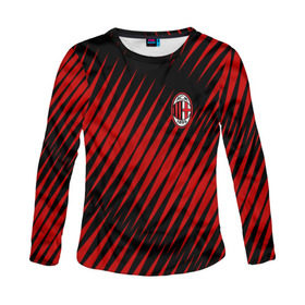 Женский лонгслив 3D с принтом AC MILAN в городе Новоалтайск, 100% полиэстер | длинные рукава, круглый вырез горловины, полуприлегающий силуэт | ac milan | fc | fc milan | football | milan | soccer | белый | клуб | красный | милан | спорт | спортивные | фк | футбол | цвет.логотип | черный | эмблема
