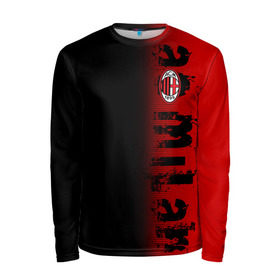 Мужской лонгслив 3D с принтом AC MILAN в городе Новоалтайск, 100% полиэстер | длинные рукава, круглый вырез горловины, полуприлегающий силуэт | ac milan | fc | fc milan | football | milan | soccer | белый | клуб | красный | милан | спорт | спортивные | фк | футбол | цвет.логотип | черный | эмблема