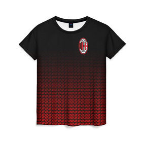 Женская футболка 3D с принтом AC MILAN в городе Новоалтайск, 100% полиэфир ( синтетическое хлопкоподобное полотно) | прямой крой, круглый вырез горловины, длина до линии бедер | ac milan | fc | fc milan | football | milan | soccer | белый | клуб | красный | милан | спорт | спортивные | фк | футбол | цвет.логотип | черный | эмблема