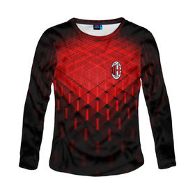 Женский лонгслив 3D с принтом AC MILAN в городе Новоалтайск, 100% полиэстер | длинные рукава, круглый вырез горловины, полуприлегающий силуэт | ac milan | fc | fc milan | football | milan | soccer | белый | клуб | красный | милан | спорт | спортивные | фк | футбол | цвет.логотип | черный | эмблема