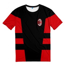 Мужская футболка 3D с принтом AC MILAN в городе Новоалтайск, 100% полиэфир | прямой крой, круглый вырез горловины, длина до линии бедер | Тематика изображения на принте: 