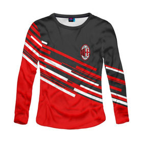 Женский лонгслив 3D с принтом AC MILAN в городе Новоалтайск, 100% полиэстер | длинные рукава, круглый вырез горловины, полуприлегающий силуэт | ac milan | fc | fc milan | football | milan | soccer | белый | клуб | красный | милан | спорт | спортивные | фк | футбол | цвет.логотип | черный | эмблема