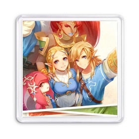 Магнит 55*55 с принтом Линк и Зельда в городе Новоалтайск, Пластик | Размер: 65*65 мм; Размер печати: 55*55 мм | Тематика изображения на принте: legend of zelda | link | зельда | линк