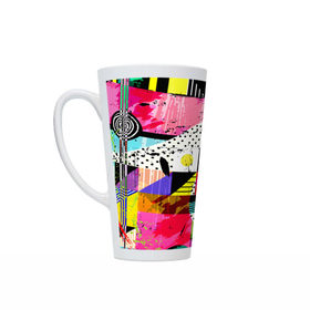 Кружка Латте с принтом Pop ART COLOR COLLECTION в городе Новоалтайск, Белая керамика | Объем 480 мл; Высота 150 мм; Диаметр 90 мм | abstraction | geometry | polygon | абстракция | геометрия | грань | краски | кубик | кубики | линии | мозаика | полигон | разноцветные | ребро | текстура | тени | узор