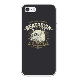 Чехол для iPhone 5/5S матовый Beatdown Ghetto 1986: в городе Новоалтайск, Силикон | Область печати: задняя сторона чехла, без боковых панелей | bones | gothic | grunge | horns | lightning | rock and roll | skeleton | skull | tattoo | готика | гранж | кости | молнии | рога | рок н ролл | скелет | тату | череп