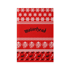 Обложка для паспорта матовая кожа с принтом Праздничный Motrhead в городе Новоалтайск, натуральная матовая кожа | размер 19,3 х 13,7 см; прозрачные пластиковые крепления | larry wallis | lucas fox | motorhead | motrhead | группа | знак | красный | кэмпбелл | лемми | метал | микки ди | моторхед | надпись | новогодний | новый год | праздник | рождество | рок | снежинки | тейлор | фил | хард