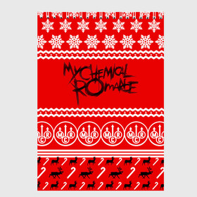 Скетчбук с принтом Праздничный My Chemical Romance в городе Новоалтайск, 100% бумага
 | 48 листов, плотность листов — 100 г/м2, плотность картонной обложки — 250 г/м2. Листы скреплены сверху удобной пружинной спиралью | Тематика изображения на принте: mcr | my chemical romance | альтернативный | группа | джерард уэй | знак | красный | май кемикал романс | мкр | мой химический роман | мхр | мцр | надпись | новогодний | новый год | панк | поп | поппанк | праздник