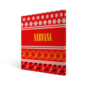 Холст квадратный с принтом Праздничный Nirvana в городе Новоалтайск, 100% ПВХ |  | cobain | kurt | nirvana | альтернативный | гранж | группа | дональд | знак | кобейн | красный | курт | музыка | музыкант | надпись | нервана | нирвана | новогодний | новоселич | новый год | певец | праздник