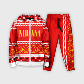 Детский костюм 3D с принтом Праздничный Nirvana в городе Новоалтайск,  |  | cobain | kurt | nirvana | альтернативный | гранж | группа | дональд | знак | кобейн | красный | курт | музыка | музыкант | надпись | нервана | нирвана | новогодний | новоселич | новый год | певец | праздник
