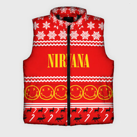 Мужской жилет утепленный 3D с принтом Праздничный Nirvana в городе Новоалтайск,  |  | Тематика изображения на принте: cobain | kurt | nirvana | альтернативный | гранж | группа | дональд | знак | кобейн | красный | курт | музыка | музыкант | надпись | нервана | нирвана | новогодний | новоселич | новый год | певец | праздник