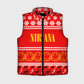 Женский жилет утепленный 3D с принтом Праздничный Nirvana в городе Новоалтайск,  |  | cobain | kurt | nirvana | альтернативный | гранж | группа | дональд | знак | кобейн | красный | курт | музыка | музыкант | надпись | нервана | нирвана | новогодний | новоселич | новый год | певец | праздник