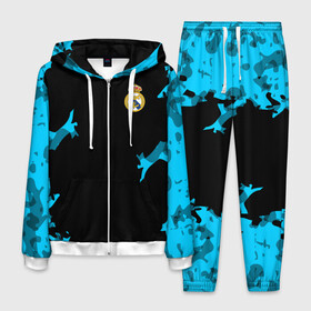 Мужской костюм 3D с принтом Real Madrid 2018 Original в городе Новоалтайск, 100% полиэстер | Манжеты и пояс оформлены тканевой резинкой, двухслойный капюшон со шнурком для регулировки, карманы спереди | emirates | fc | real madrid | абстракция | реал мадрид | футбольный клуб | эмблема