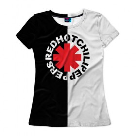 Женская футболка 3D с принтом Red Hot Chili Peppers в городе Новоалтайск, 100% полиэфир ( синтетическое хлопкоподобное полотно) | прямой крой, круглый вырез горловины, длина до линии бедер | red hot chili peppers | rhcp | перцы | ред хот чили пепперс | рхчп | рэд