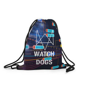 Рюкзак-мешок 3D с принтом Watch Dogs в городе Новоалтайск, 100% полиэстер | плотность ткани — 200 г/м2, размер — 35 х 45 см; лямки — толстые шнурки, застежка на шнуровке, без карманов и подкладки | Тематика изображения на принте: game | wath dogs 2 | город | девушка | дрон | игры | компьютеры | пистолет | телефон | технологии | хакер