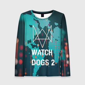 Женский лонгслив 3D с принтом Watch Dogs 2 NETWORK HACK в городе Новоалтайск, 100% полиэстер | длинные рукава, круглый вырез горловины, полуприлегающий силуэт | game | wath dogs 2 | город | девушка | дрон | игры | компьютеры | пистолет | телефон | технологии | хакер