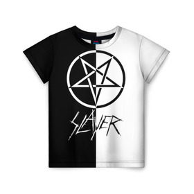 Детская футболка 3D с принтом Slayer в городе Новоалтайск, 100% гипоаллергенный полиэфир | прямой крой, круглый вырез горловины, длина до линии бедер, чуть спущенное плечо, ткань немного тянется | slayer | группа | гэри холт | керри кинг | метал | музыка | пентаграмма | песни | пол бостаф | рок | слаер | слайер | слеар | слеер | слейр | слеяр | том арайа | трэш | тяжелый | хеви