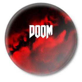 Значок с принтом DOOM RED PLANET в городе Новоалтайск,  металл | круглая форма, металлическая застежка в виде булавки | art | doom | game | возвращение | дум | игра | легенда | шутер