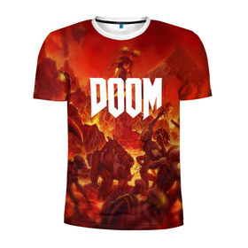 Мужская футболка 3D спортивная с принтом DOOM в городе Новоалтайск, 100% полиэстер с улучшенными характеристиками | приталенный силуэт, круглая горловина, широкие плечи, сужается к линии бедра | art | doom | game | возвращение | дум | игра | легенда | шутер
