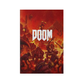 Обложка для паспорта матовая кожа с принтом DOOM в городе Новоалтайск, натуральная матовая кожа | размер 19,3 х 13,7 см; прозрачные пластиковые крепления | art | doom | game | возвращение | дум | игра | легенда | шутер