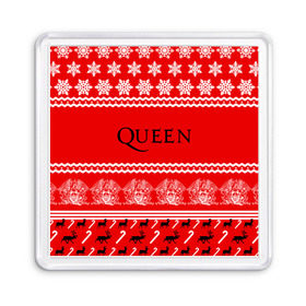 Магнит 55*55 с принтом Праздничный Queen в городе Новоалтайск, Пластик | Размер: 65*65 мм; Размер печати: 55*55 мм | Тематика изображения на принте: paul rodg | queen | quen | брайан мэй | глэм | группа | джон дикон | знак | квин | королева | красный | куин | меркури | меркьюри | мэркури | надпись | новогодний | новый год | поп | праздник | роджер тейлор