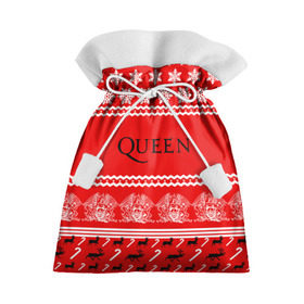 Подарочный 3D мешок с принтом Праздничный Queen в городе Новоалтайск, 100% полиэстер | Размер: 29*39 см | paul rodg | queen | quen | брайан мэй | глэм | группа | джон дикон | знак | квин | королева | красный | куин | меркури | меркьюри | мэркури | надпись | новогодний | новый год | поп | праздник | роджер тейлор