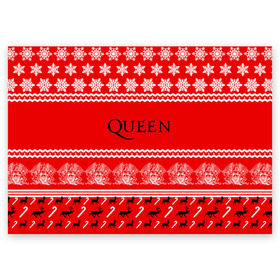 Поздравительная открытка с принтом Праздничный Queen в городе Новоалтайск, 100% бумага | плотность бумаги 280 г/м2, матовая, на обратной стороне линовка и место для марки
 | paul rodg | queen | quen | брайан мэй | глэм | группа | джон дикон | знак | квин | королева | красный | куин | меркури | меркьюри | мэркури | надпись | новогодний | новый год | поп | праздник | роджер тейлор