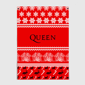 Постер с принтом Праздничный Queen в городе Новоалтайск, 100% бумага
 | бумага, плотность 150 мг. Матовая, но за счет высокого коэффициента гладкости имеет небольшой блеск и дает на свету блики, но в отличии от глянцевой бумаги не покрыта лаком | paul rodg | queen | quen | брайан мэй | глэм | группа | джон дикон | знак | квин | королева | красный | куин | меркури | меркьюри | мэркури | надпись | новогодний | новый год | поп | праздник | роджер тейлор