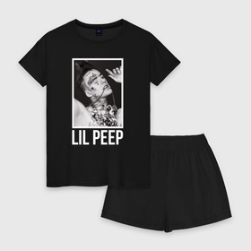 Женская пижама с шортиками хлопок с принтом Little fashion в городе Новоалтайск, 100% хлопок | футболка прямого кроя, шорты свободные с широкой мягкой резинкой | lil peep | rap | густав ор | лил пип | рэп