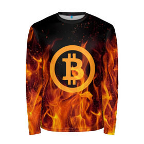 Мужской лонгслив 3D с принтом BITCOIN FIRE в городе Новоалтайск, 100% полиэстер | длинные рукава, круглый вырез горловины, полуприлегающий силуэт | bitcoin | btc | coin | crypto | ethereum | money | orange | биткоин | валюта | деньги | известные | криптовалюта | логотип | монета | надписи.cash | оранжевый | цвет | цифровое золото | эфир