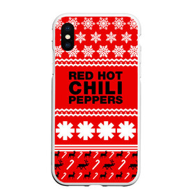 Чехол для iPhone XS Max матовый с принтом Праздничный RHCP в городе Новоалтайск, Силикон | Область печати: задняя сторона чехла, без боковых панелей | Тематика изображения на принте: red hot chili peppers | rhcp | альтернативный | группа | джош клингхоффер | знак | красные острые перцы чили | красный | метал | надпись | новогодний | новый год | праздник | ред хот ч | рождество | рок | рхчп | рэп