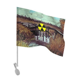 Флаг для автомобиля с принтом S.T.A.L.K.E.R ОЛЕГ в городе Новоалтайск, 100% полиэстер | Размер: 30*21 см | s.t.a.l.k.e.r. | stalker | олег | сталкер