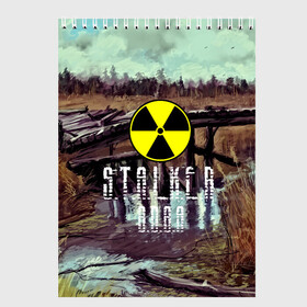 Скетчбук с принтом S T A L K E R ВОВА в городе Новоалтайск, 100% бумага
 | 48 листов, плотность листов — 100 г/м2, плотность картонной обложки — 250 г/м2. Листы скреплены сверху удобной пружинной спиралью | Тематика изображения на принте: 35mm | s.t.a.l.k.e.r. | snork | stalker | арт | вова | игра | мутант | пейзаж | припять | снорк | сталкер | трактор | чернобыль