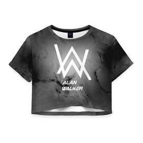 Женская футболка 3D укороченная с принтом ALAN WALKER в городе Новоалтайск, 100% полиэстер | круглая горловина, длина футболки до линии талии, рукава с отворотами | alan walker | club | music | абстракция | клубная музыка | космос | краски | музыка