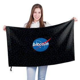 Флаг 3D с принтом BITCOIN в стиле NASA в городе Новоалтайск, 100% полиэстер | плотность ткани — 95 г/м2, размер — 67 х 109 см. Принт наносится с одной стороны | bitcoin | btc | crypto | биткоин | валюта | деньги | криптовалюта | майнер | майнинг | цифровое золото