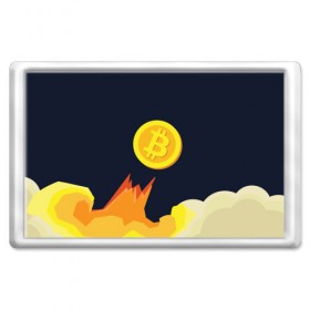Магнит 45*70 с принтом BITCOIN UP в городе Новоалтайск, Пластик | Размер: 78*52 мм; Размер печати: 70*45 | Тематика изображения на принте: bitcoin | btc | crypto | биткоин | валюта | деньги | криптовалюта | майнер | майнинг | цифровое золото