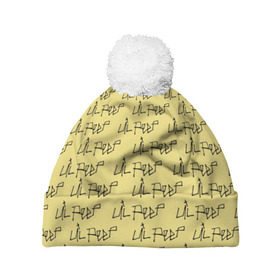 Шапка 3D c помпоном с принтом LiL PEEP Pattern в городе Новоалтайск, 100% полиэстер | универсальный размер, печать по всей поверхности изделия | band | cry baby | emo | lil peep | music | musician | rap | swag | логотип | музыка | музыкант | нытик. | рэп | сваг | эмо
