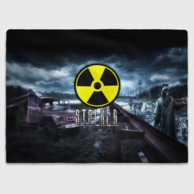 Плед 3D с принтом S.T.A.L.K.E.R. в городе Новоалтайск, 100% полиэстер | закругленные углы, все края обработаны. Ткань не мнется и не растягивается | stalker | буквы | волки | грузовик | зил | знак | игра | ммо | мрак | мрачный | надпись | опасность | припять | птицы | радиация | рпг | сталкер | фон | чернобыль | шутер
