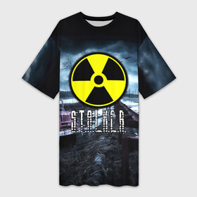Платье-футболка 3D с принтом S.T.A.L.K.E.R. в городе Новоалтайск,  |  | stalker | буквы | волки | грузовик | зил | знак | игра | ммо | мрак | мрачный | надпись | опасность | припять | птицы | радиация | рпг | сталкер | фон | чернобыль | шутер