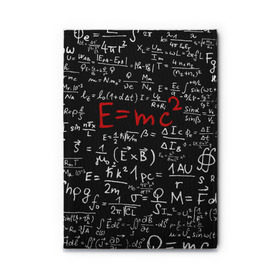 Обложка для автодокументов с принтом Формулы E=mc2 в городе Новоалтайск, натуральная кожа |  размер 19,9*13 см; внутри 4 больших “конверта” для документов и один маленький отдел — туда идеально встанут права | emc | альберт | доска | емс хипстер | мел | физик | физика | формула | энштейн