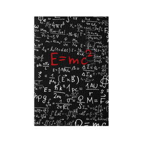 Обложка для паспорта матовая кожа с принтом Формулы E=mc2 в городе Новоалтайск, натуральная матовая кожа | размер 19,3 х 13,7 см; прозрачные пластиковые крепления | emc | альберт | доска | емс хипстер | мел | физик | физика | формула | энштейн
