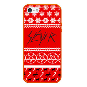 Чехол для iPhone 5/5S матовый с принтом Праздничный Slayer в городе Новоалтайск, Силикон | Область печати: задняя сторона чехла, без боковых панелей | slayer | группа | гэри холт | знак | керри кинг | красный | метал | музыка | надпись | новогодний | новый год | песни | пол бостаф | праздник | рождество | рок | слаер | слайер | слеар | слеер | слейр | слеяр