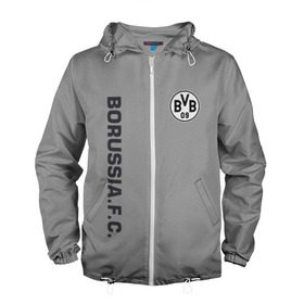 Мужская ветровка 3D с принтом FC Borussia 2018 Vintage в городе Новоалтайск, 100% полиэстер | подол и капюшон оформлены резинкой с фиксаторами, два кармана без застежек по бокам, один потайной карман на груди | Тематика изображения на принте: borussia dortmund | fc | спорт | спортивные | футбол | футбольный клуб