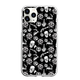 Чехол для iPhone 11 Pro Max матовый с принтом Pirates Pattern в городе Новоалтайск, Силикон |  | паттерн | пиратский | пираты | черно белый