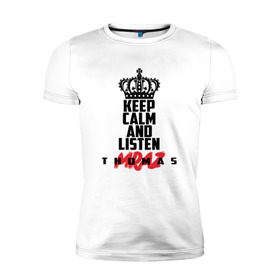 Мужская футболка премиум с принтом Keep calm and listen T.Mraz в городе Новоалтайск, 92% хлопок, 8% лайкра | приталенный силуэт, круглый вырез ворота, длина до линии бедра, короткий рукав | thomas mraz | томас | тхомас