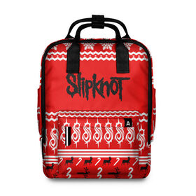 Женский рюкзак 3D с принтом Праздничный Slipknot в городе Новоалтайск, 100% полиэстер | лямки с регулируемой длиной, сверху ручки, чтобы рюкзак нести как сумку. Основное отделение закрывается на молнию, как и внешний карман. Внутри два дополнительных кармана, один из которых закрывается на молнию. По бокам два дополнительных кармашка, куда поместится маленькая бутылочка
 | slipknot | альтернативный | грув | кори тейлор | красный | крис фен | метал | новогодний | новый год | ню | рождество | рок | слайпкнот | слипкнот | слипнот | снежинки