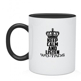 Кружка двухцветная с принтом Keep calm and listen Wu-Tang в городе Новоалтайск, керамика | объем — 330 мл, диаметр — 80 мм. Цветная ручка и кайма сверху, в некоторых цветах — вся внутренняя часть | clan | ghostface killah | gza | raekwon | rap | the rza | wu tang | wutang | восточный | ву | вутан | вутанг | гангста | клан | реп | репак | рэп | тан | танг | хип хоп | хипхоп