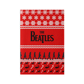 Обложка для паспорта матовая кожа с принтом Праздничный The Beatles в городе Новоалтайск, натуральная матовая кожа | размер 19,3 х 13,7 см; прозрачные пластиковые крепления | beatles | the beatles | бител | битлз | битлс | битлы | группа | джон леннон | джордж харрисон | жуки | знак | красный | ливерпульская четвёрка | мерсибит | надпись | новогодний | новый год | пол маккартни | поп